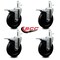 Service Caster 5'' Hard Rubber Swivel 7/16'' Grip Ring Stem Caster Set Total Lock Brake, 4PK SCC-GRTTL20S514-HRS-716138-4 - alternate 3